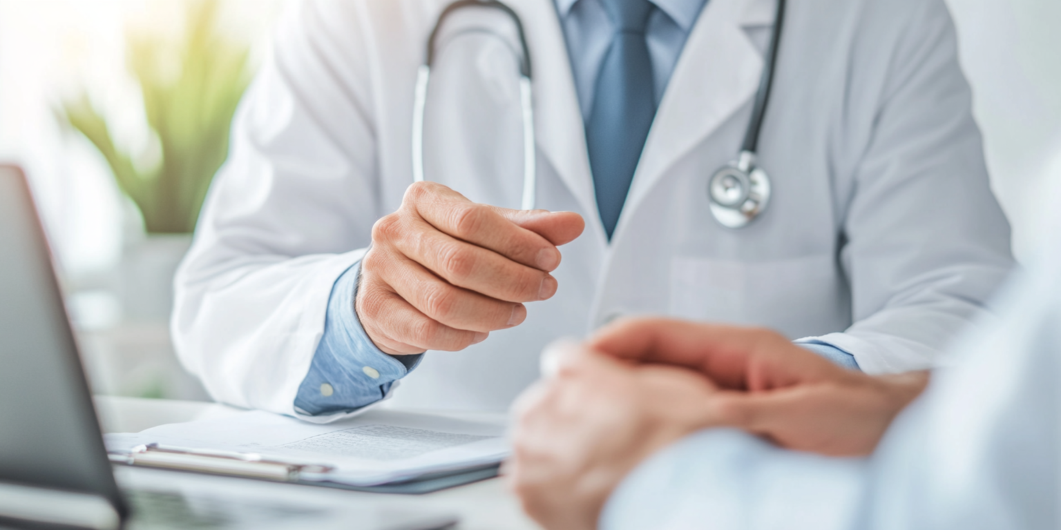 Médecin examinant le genou d’un patient lors d’une consultation pour douleurs articulaires liées à l’arthrose.